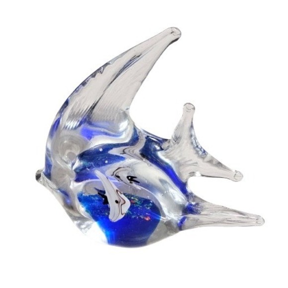 Unmarked Other - Paperweight Art Glass Fish Angel Hand Blown Murano Style Figurine‎ Aquarium 4.5"
